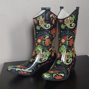 Cowgirl Rain Boots Paisely